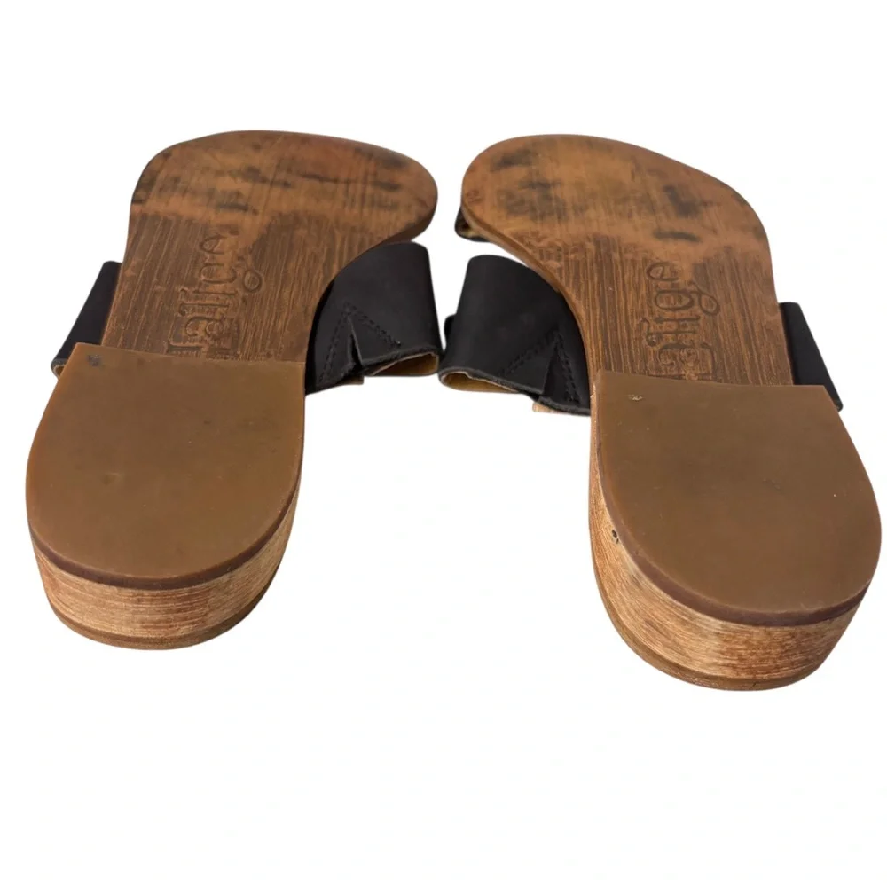 Latigo Rush Black Leather Women's Sandals Block Heel Slip-On Leather Sandals